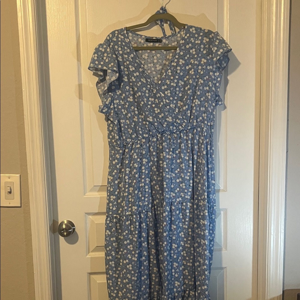 Amazon Blue Floral Midi Dress